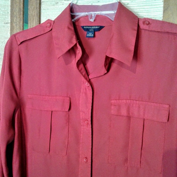 Banana Republic button down blouse Red PM - Picture 2 of 8
